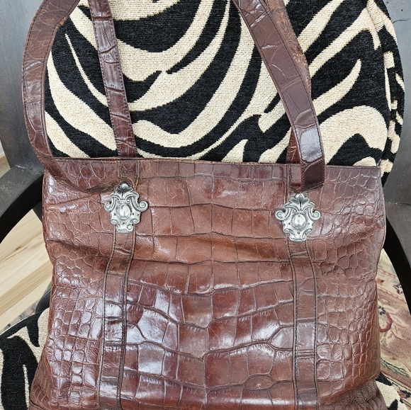 Leather tote with silver buckles - Picture 7 of 13